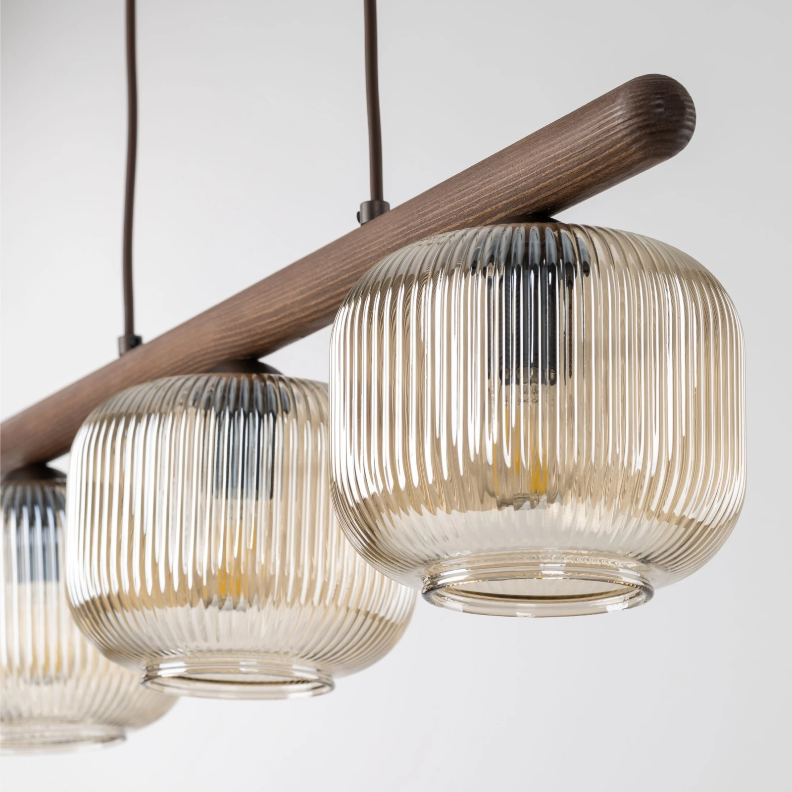 SALVIA pendant light 3 x E14 – brown, smoked ribbed glass