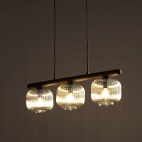 SALVIA pendant light 3 x E14 – brown, smoked ribbed glass - Image 3