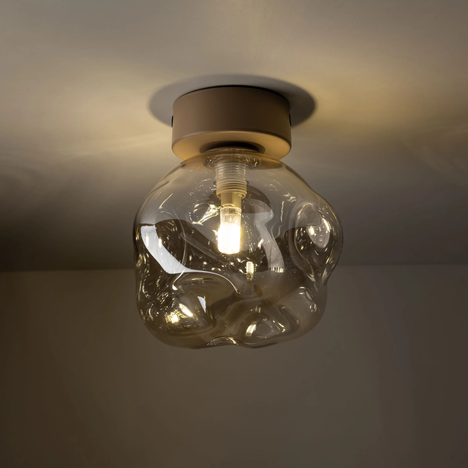 LAVA wall light 1 x G9 – beige and brown, sculpted glass