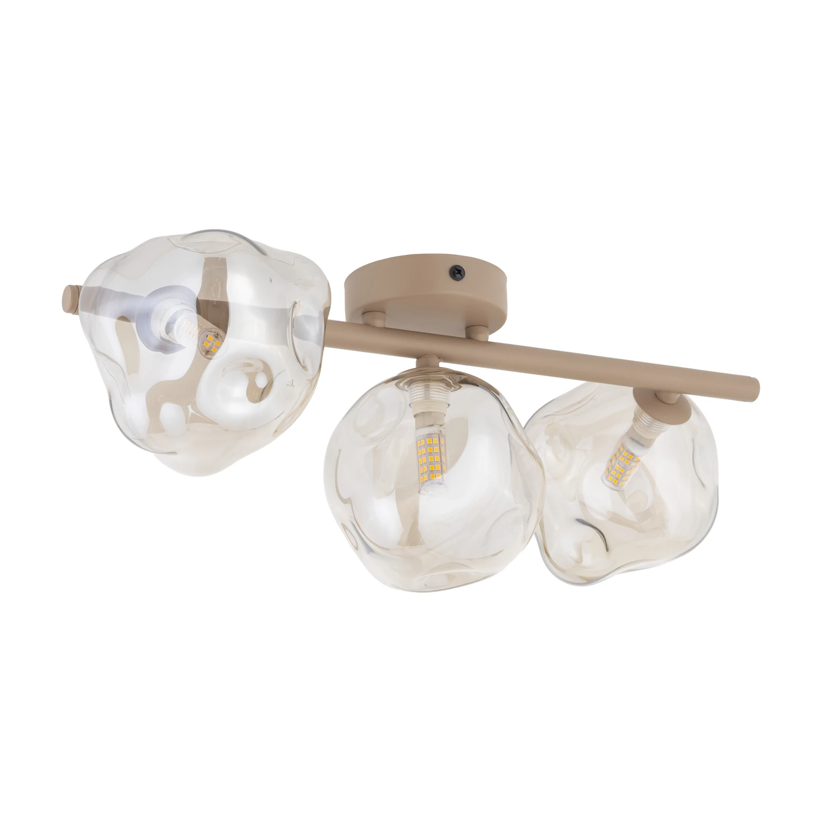LAVA ceiling light 3 x G9 – beige and brown, sculpted glass