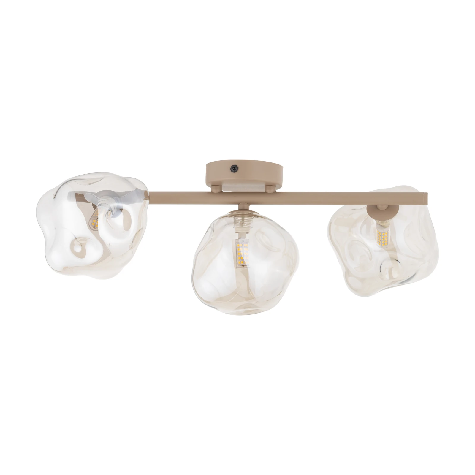 LAVA ceiling light 3 x G9 – beige and brown, sculpted glass