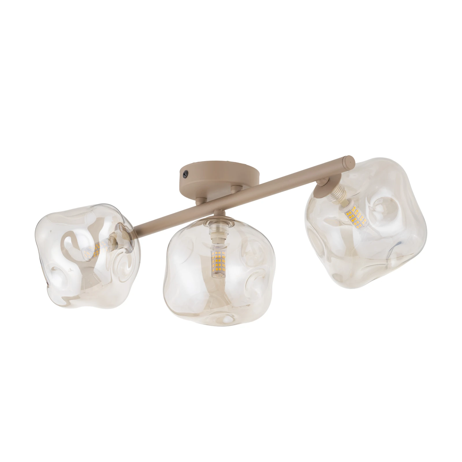 LAVA ceiling light 3 x G9 – beige and brown, sculpted glass