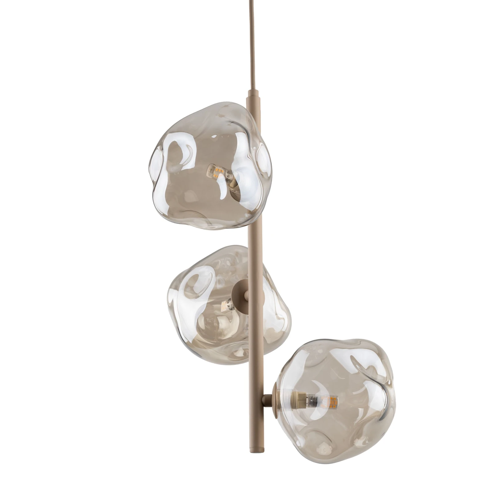 Pendant light 3xG9 – beige-brown glass composition