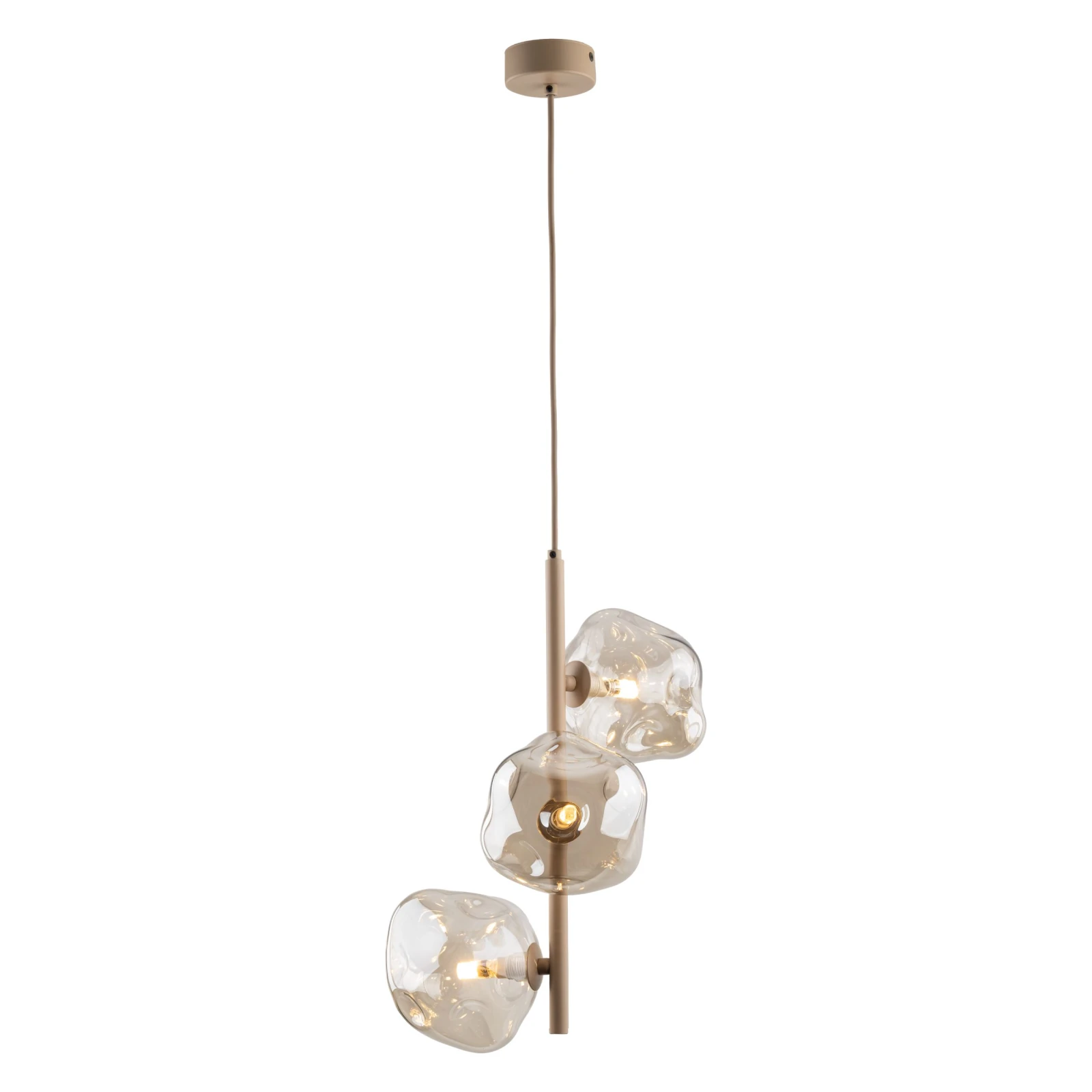 Pendant light 3xG9 – beige-brown glass composition