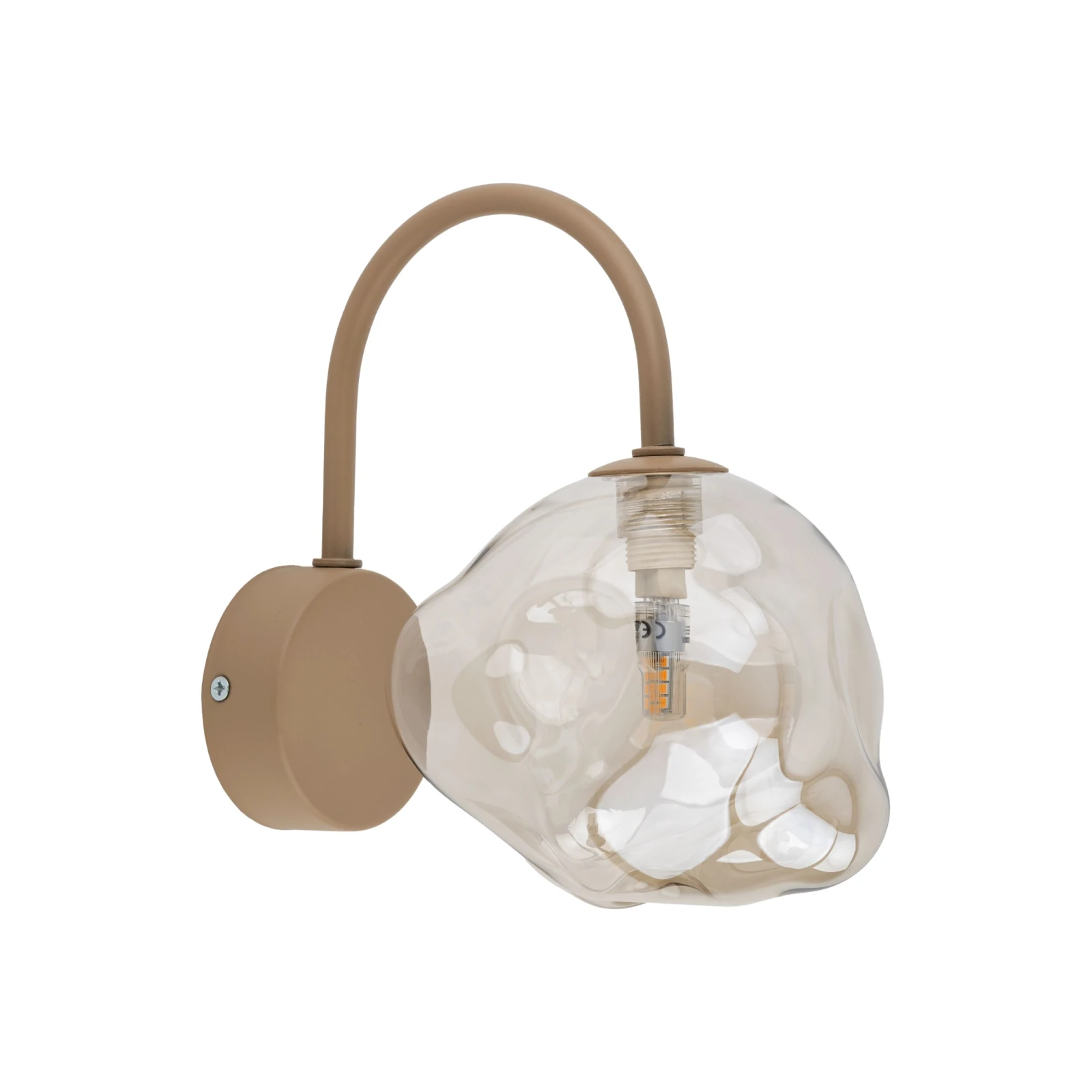 Wall light 8 W – irregular glass shade, beige and brown