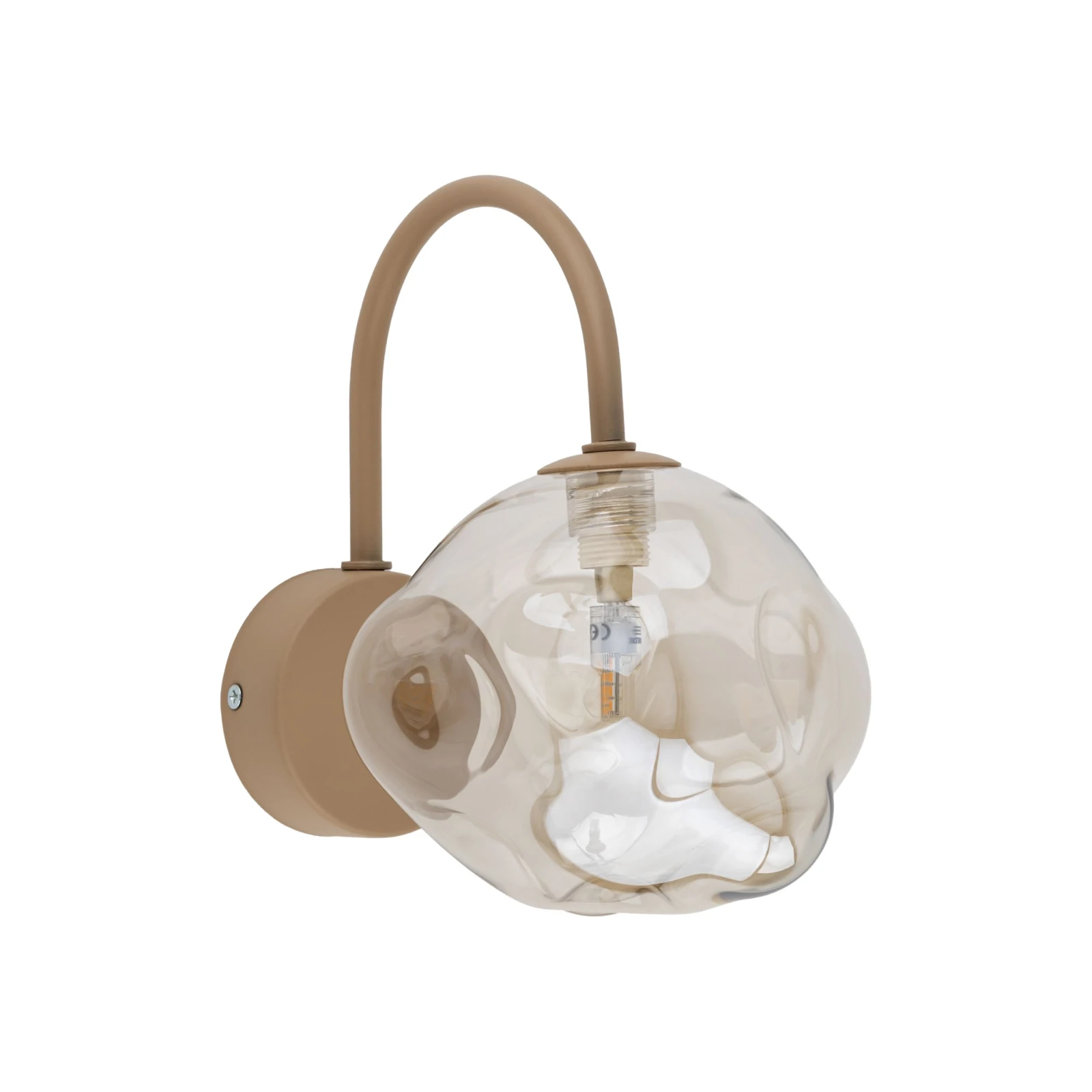 Wall light 8 W – irregular glass shade, beige and brown
