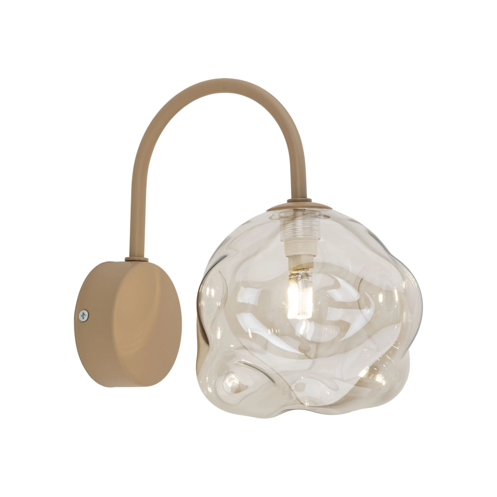 Wall light 8 W – irregular glass shade, beige and brown