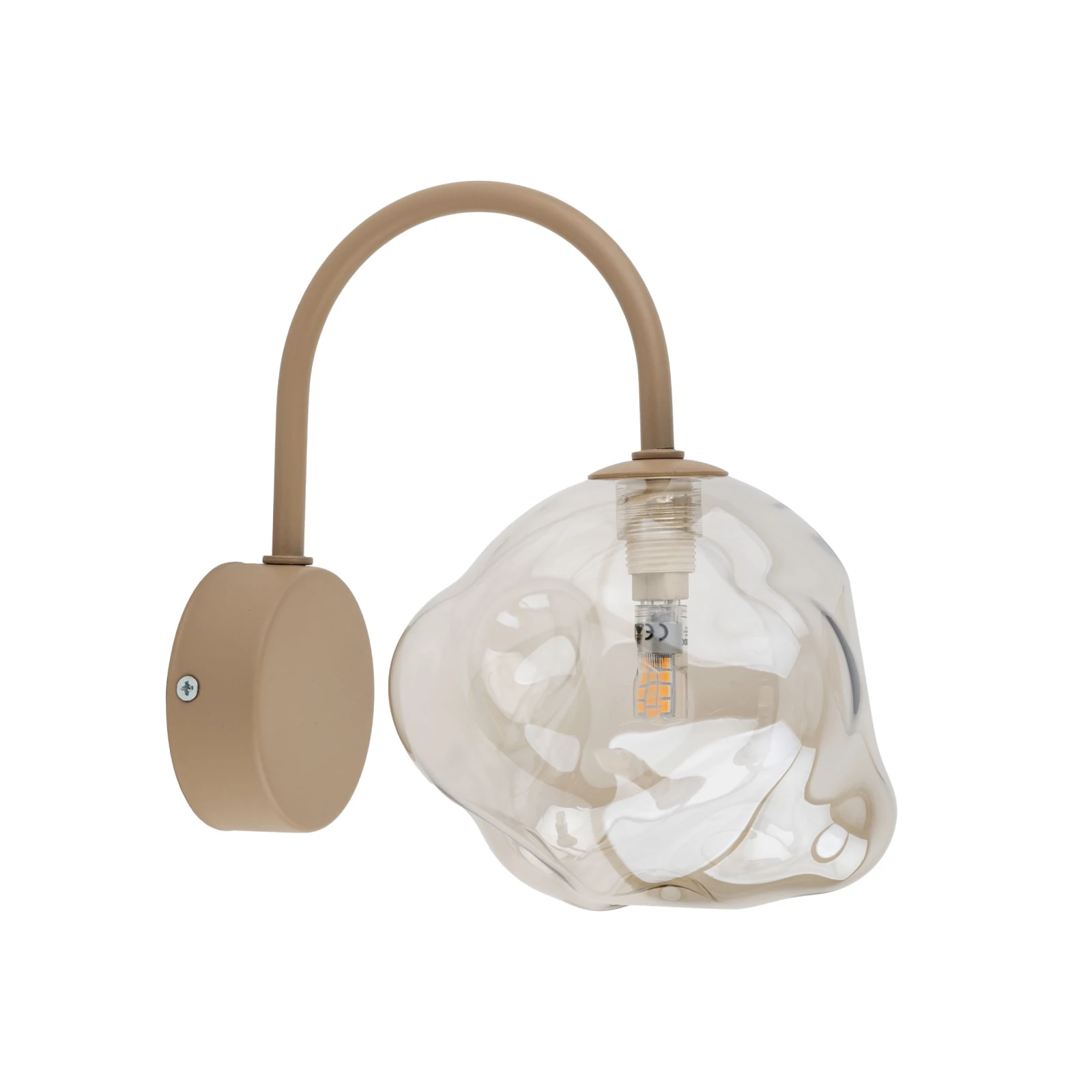 Wall light 8 W – irregular glass shade, beige and brown