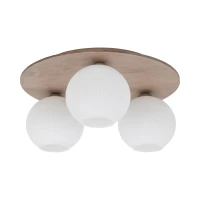 Ceiling light 3 x 10 W – ribbed glass, white and beige - Image 4