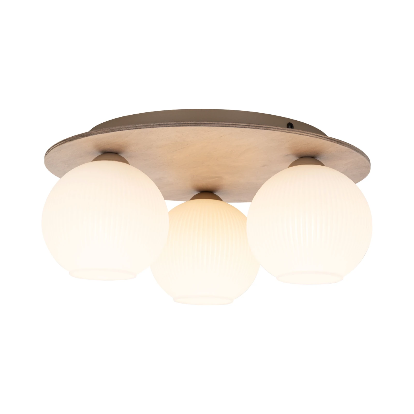 Ceiling light 3 x 10 W – ribbed glass, white and beige