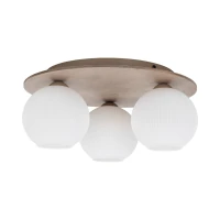 Ceiling light 3 x 10 W – ribbed glass, white and beige - Image 1