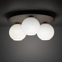 Ceiling light 3 x 10 W – ribbed glass, white and beige - Image 2
