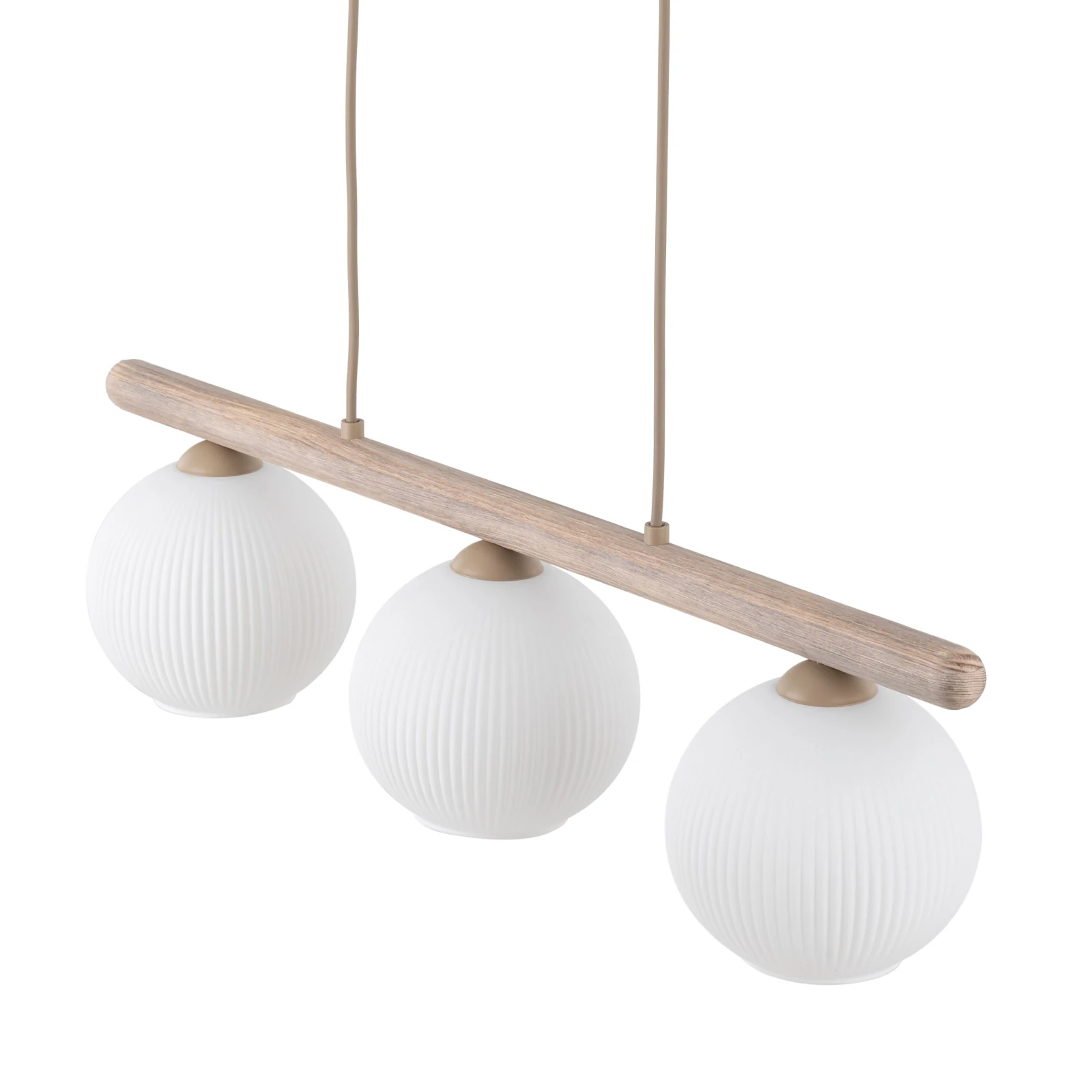 Pendant light 3 x 10 W – ribbed glass, white and beige