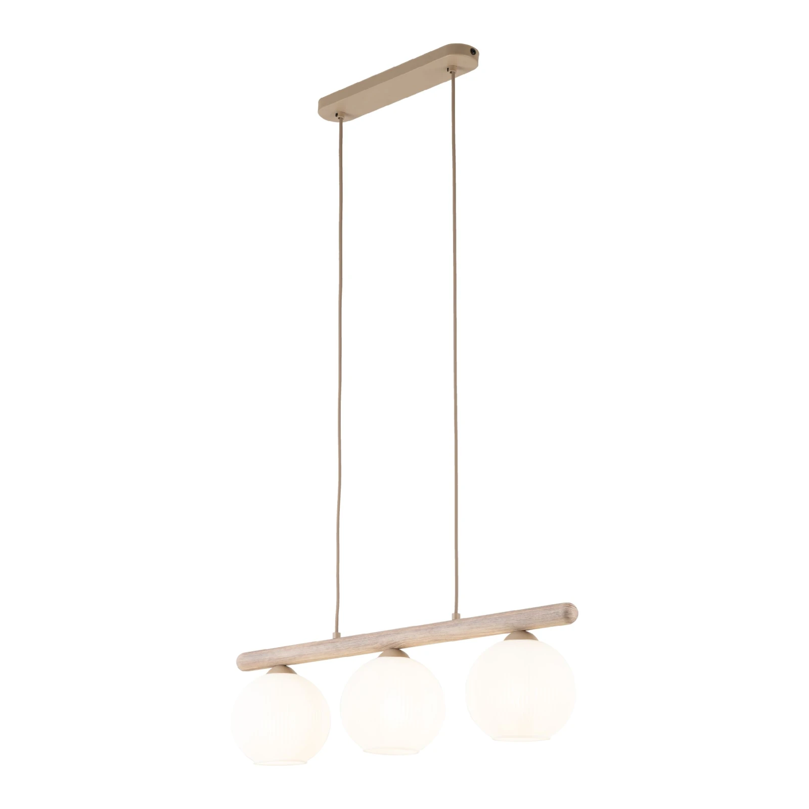 Pendant light 3 x 10 W – ribbed glass, white and beige
