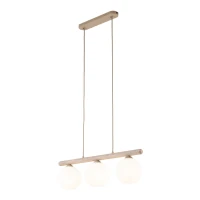 Pendant light 3 x 10 W – ribbed glass, white and beige - Image 5