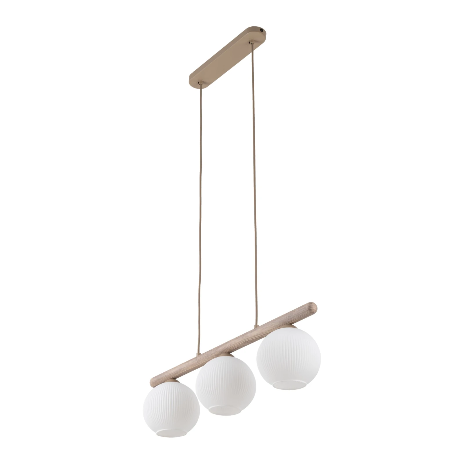 Pendant light 3 x 10 W – ribbed glass, white and beige