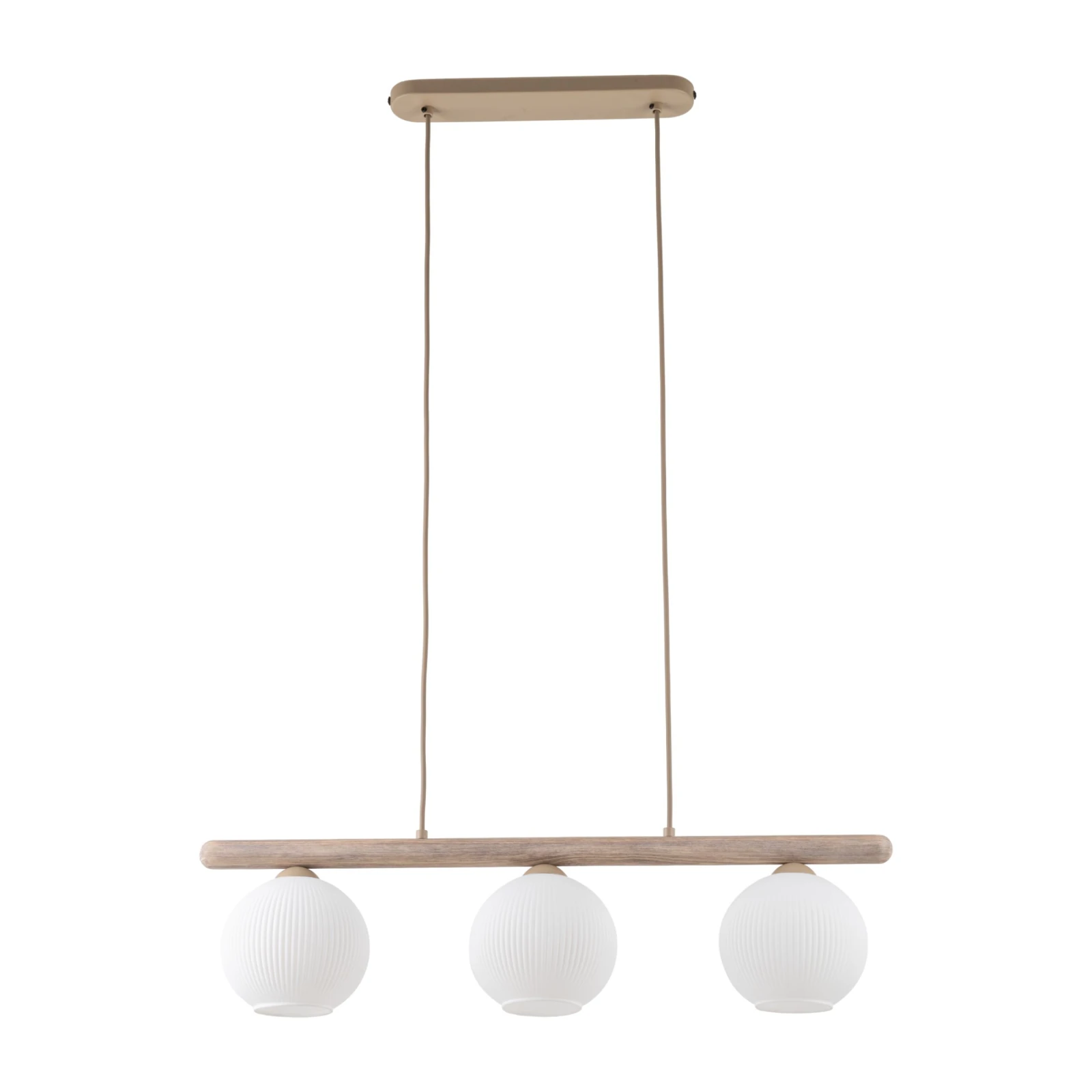 Pendant light 3 x 10 W – ribbed glass, white and beige