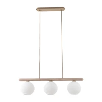 Pendant light 3 x 10 W – ribbed glass, white and beige - Image 8