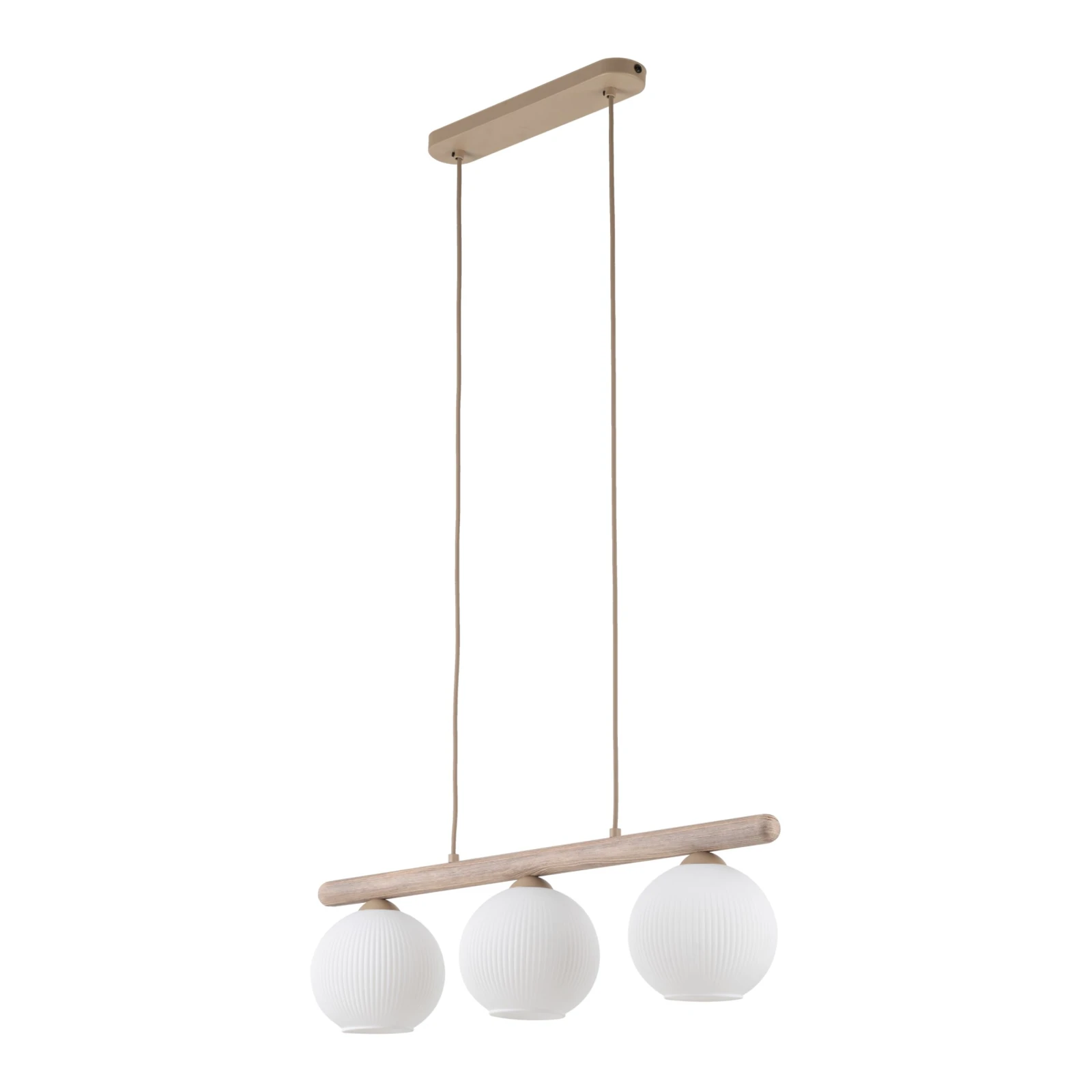 Pendant light 3 x 10 W – ribbed glass, white and beige