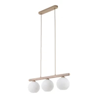 Pendant light 3 x 10 W – ribbed glass, white and beige - Image 1