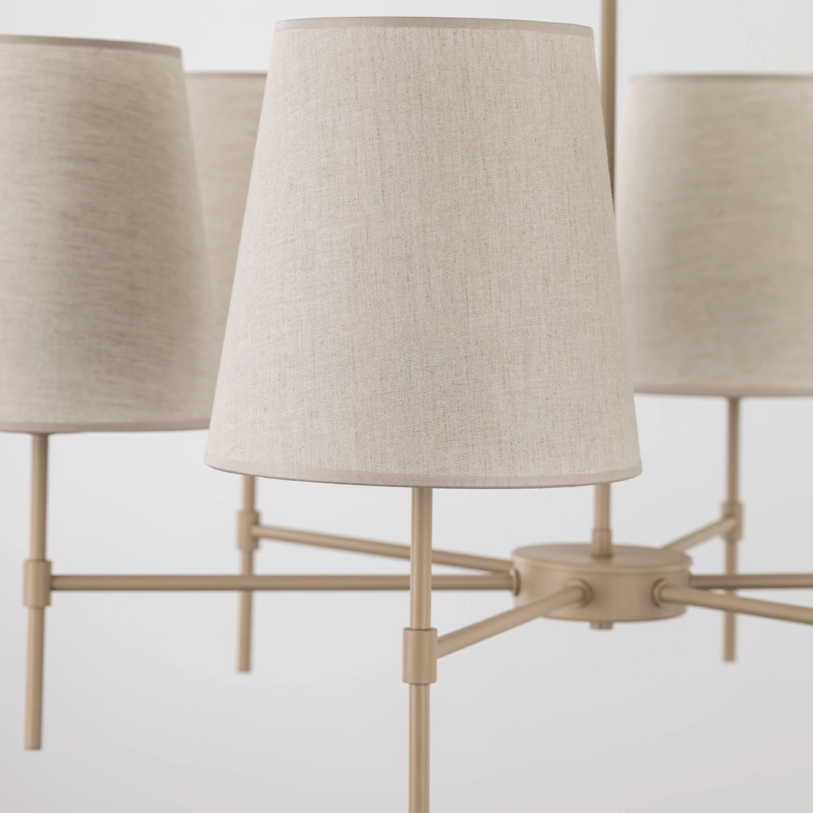 ELIZABETH pendant light – 6 lights, beige linen shades