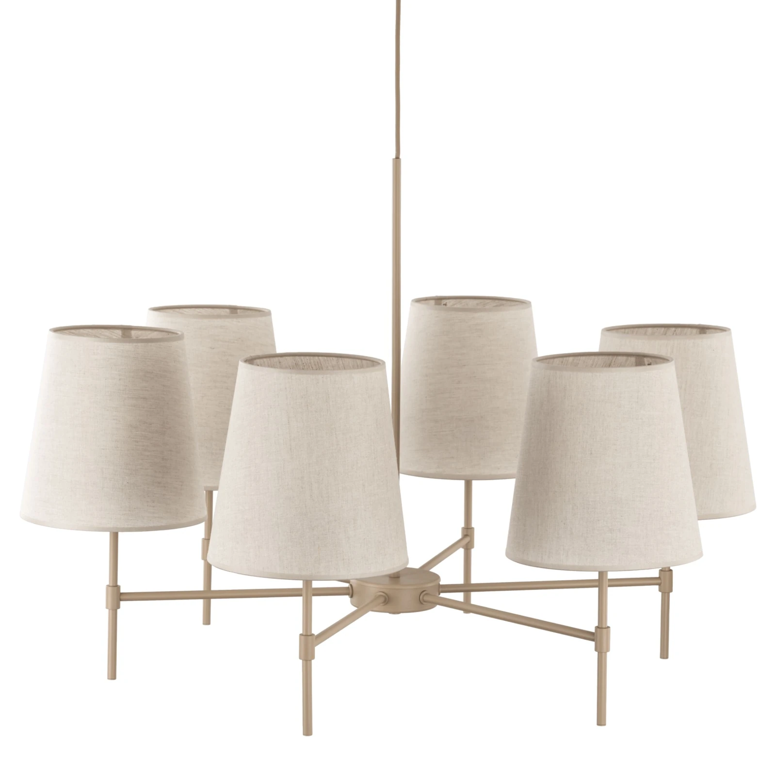 ELIZABETH pendant light – 6 lights, beige linen shades
