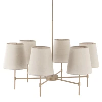 ELIZABETH pendant light – 6 lights, beige linen shades - Image 9