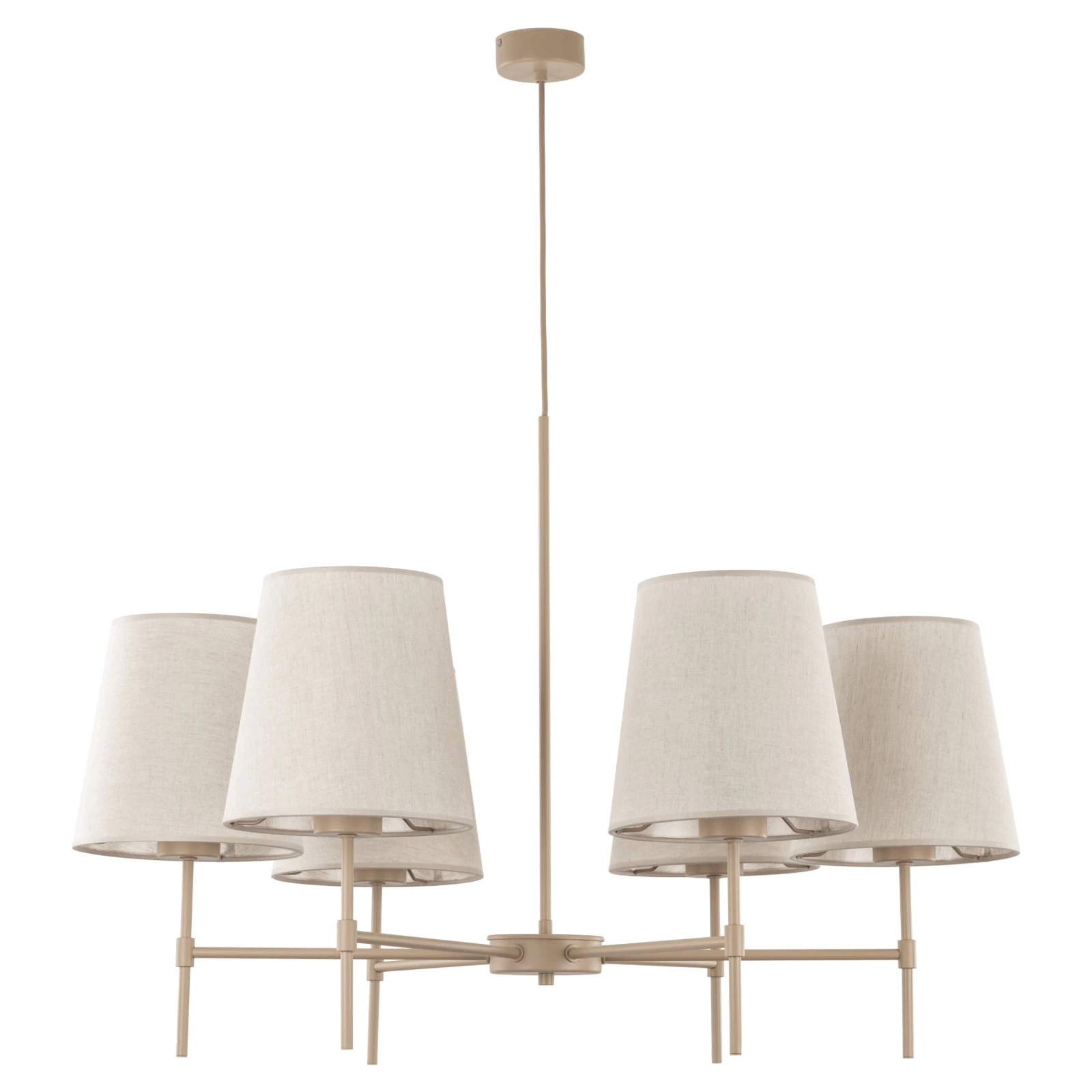 ELIZABETH pendant light – 6 lights, beige linen shades