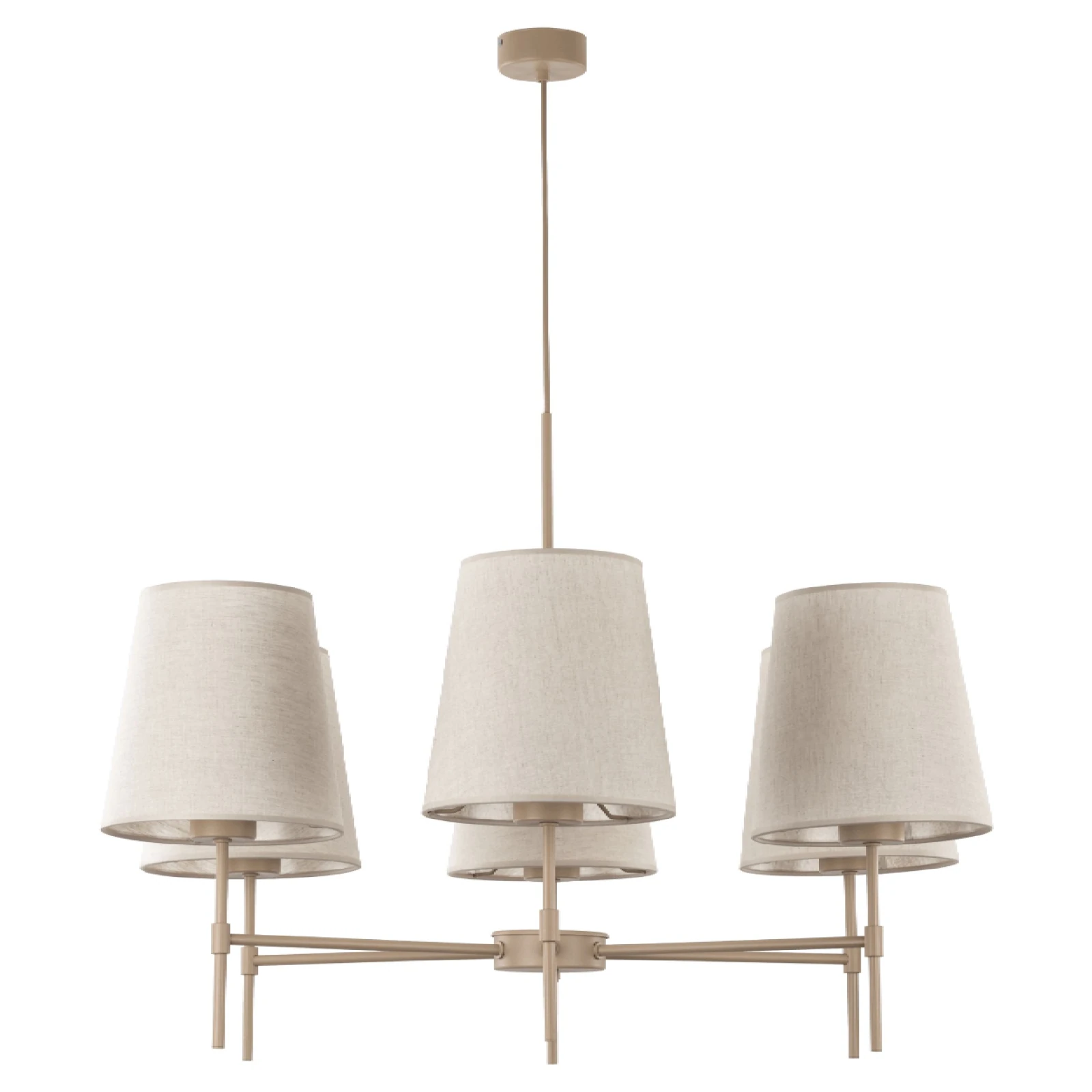 ELIZABETH pendant light – 6 lights, beige linen shades