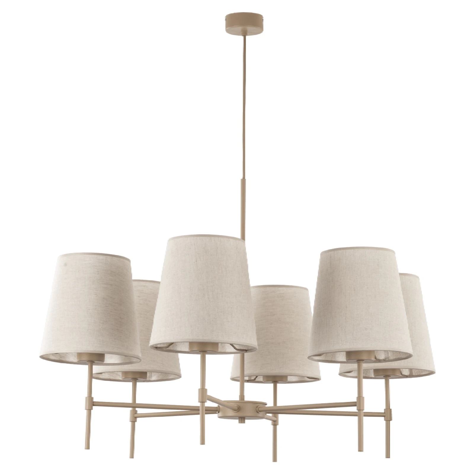ELIZABETH pendant light – 6 lights, beige linen shades