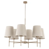 ELIZABETH pendant light – 6 lights, beige linen shades - Image 2
