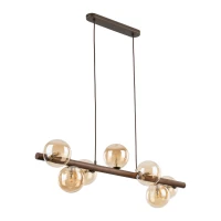 Pendant lamp 7xG9 – amber glass spheres, walnut accent - Image 5