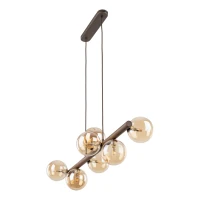Pendant lamp 7xG9 – amber glass spheres, walnut accent - Image 7