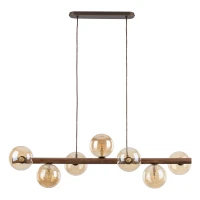 Pendant lamp 7xG9 – amber glass spheres, walnut accent - Image 9