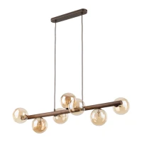Pendant lamp 7xG9 – amber glass spheres, walnut accent - Image 2