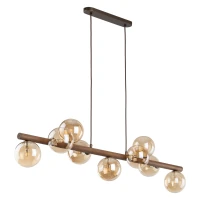 Pendant lamp 9xG9 – amber glass spheres, walnut accent - Image 5