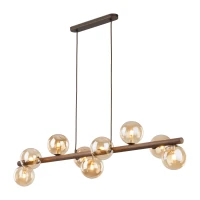Pendant lamp 9xG9 – amber glass spheres, walnut accent - Image 6