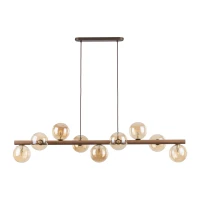 Pendant lamp 9xG9 – amber glass spheres, walnut accent - Image 9