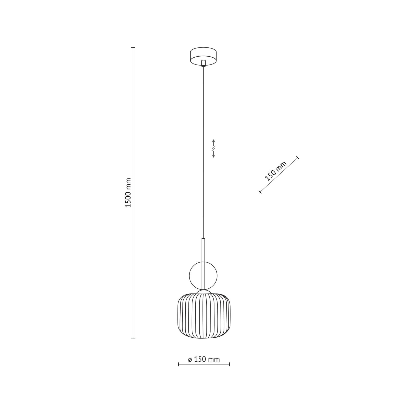 Pendant lamp 1xE14 – cognac glass, gold detail, black accent