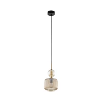 Pendant lamp 1xE14 – cognac glass, gold detail, black accent - Image 2
