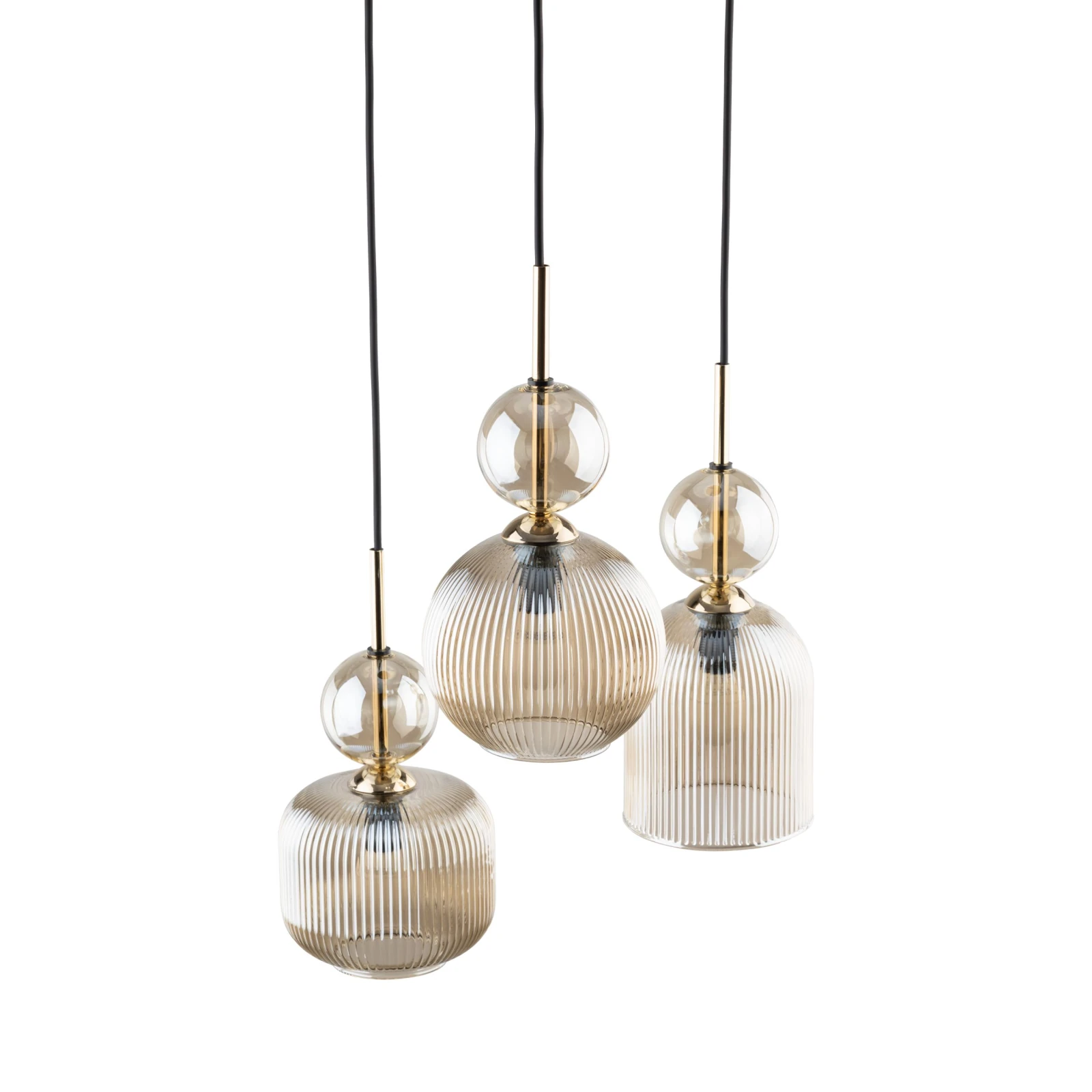 SOPHIA ceiling light 30 W – round, cognac glass, 3 x E14
