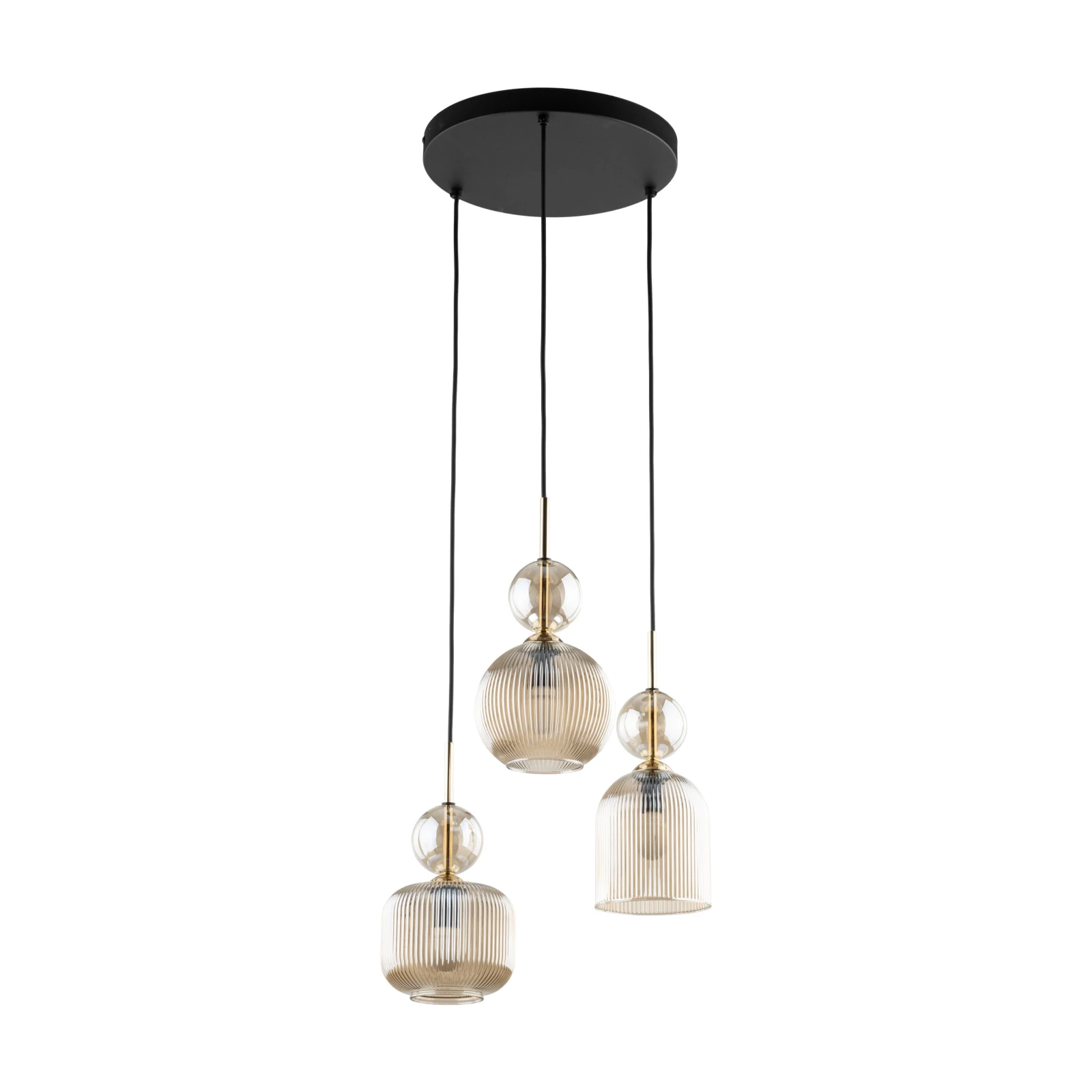 SOPHIA ceiling light 30 W – round, cognac glass, 3 x E14
