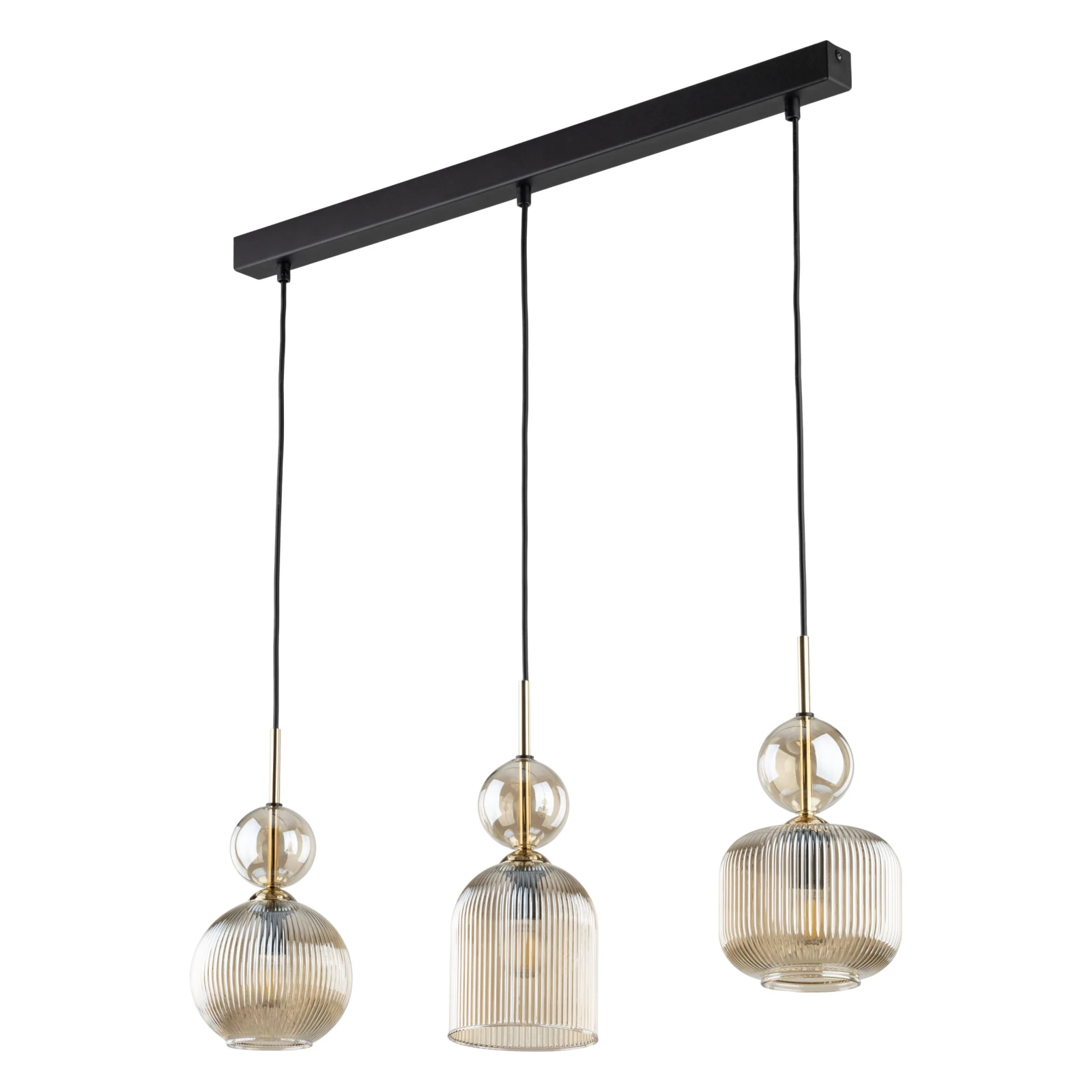 SOPHIA pendant light 30 W – linear, cognac glass, 3 x E14