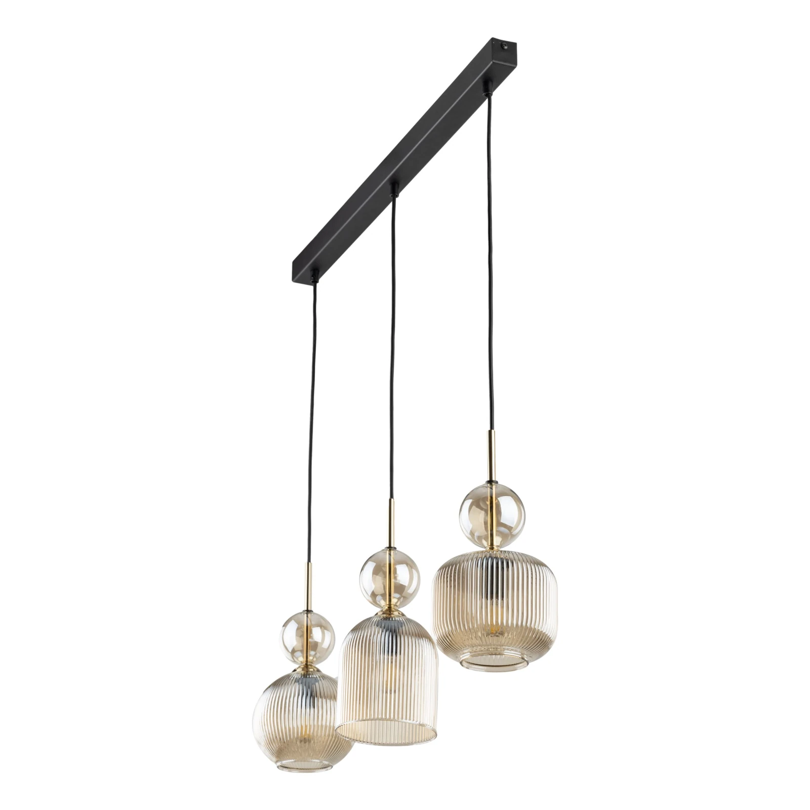 SOPHIA pendant light 30 W – linear, cognac glass, 3 x E14