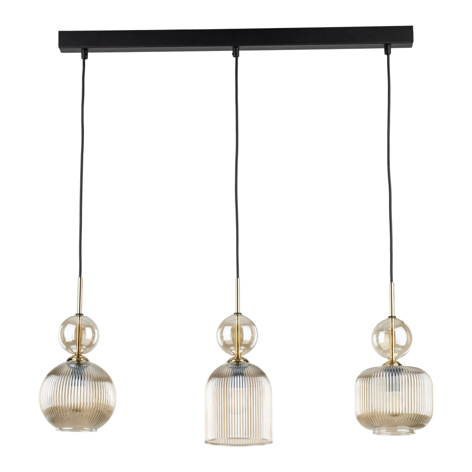 SOPHIA pendant light 30 W – linear, cognac glass, 3 x E14