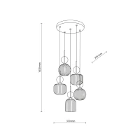 SOPHIA ceiling light 50 W – round, cognac glass, 5 x E14 - Image 12