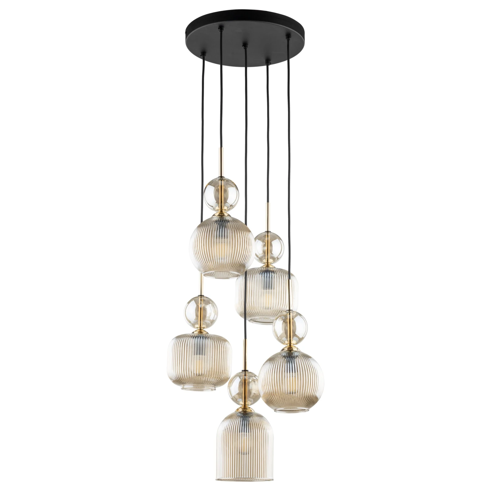 SOPHIA ceiling light 50 W – round, cognac glass, 5 x E14