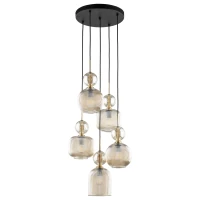 SOPHIA ceiling light 50 W – round, cognac glass, 5 x E14 - Image 2