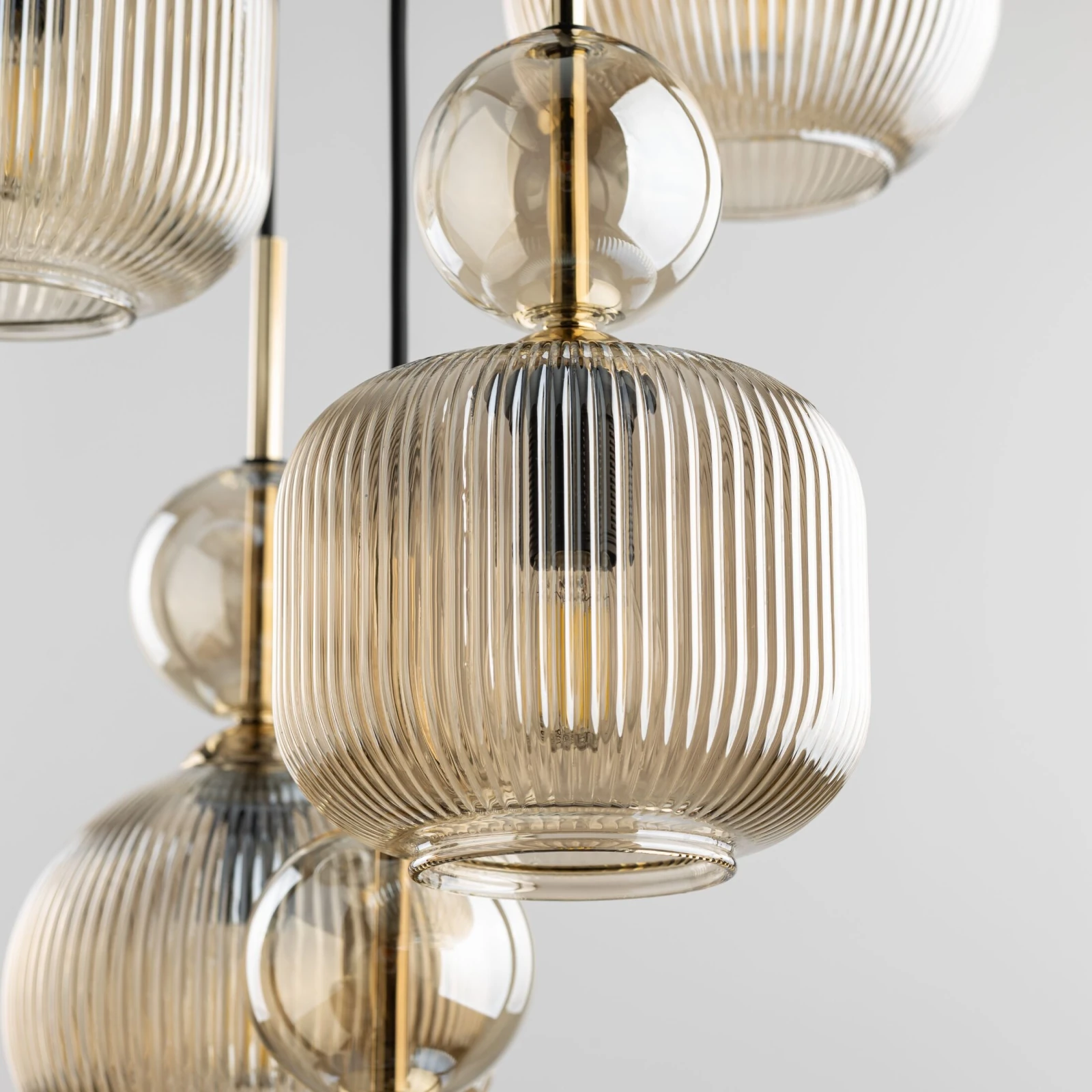 SOPHIA ceiling light 50 W – round, cognac glass, 5 x E14