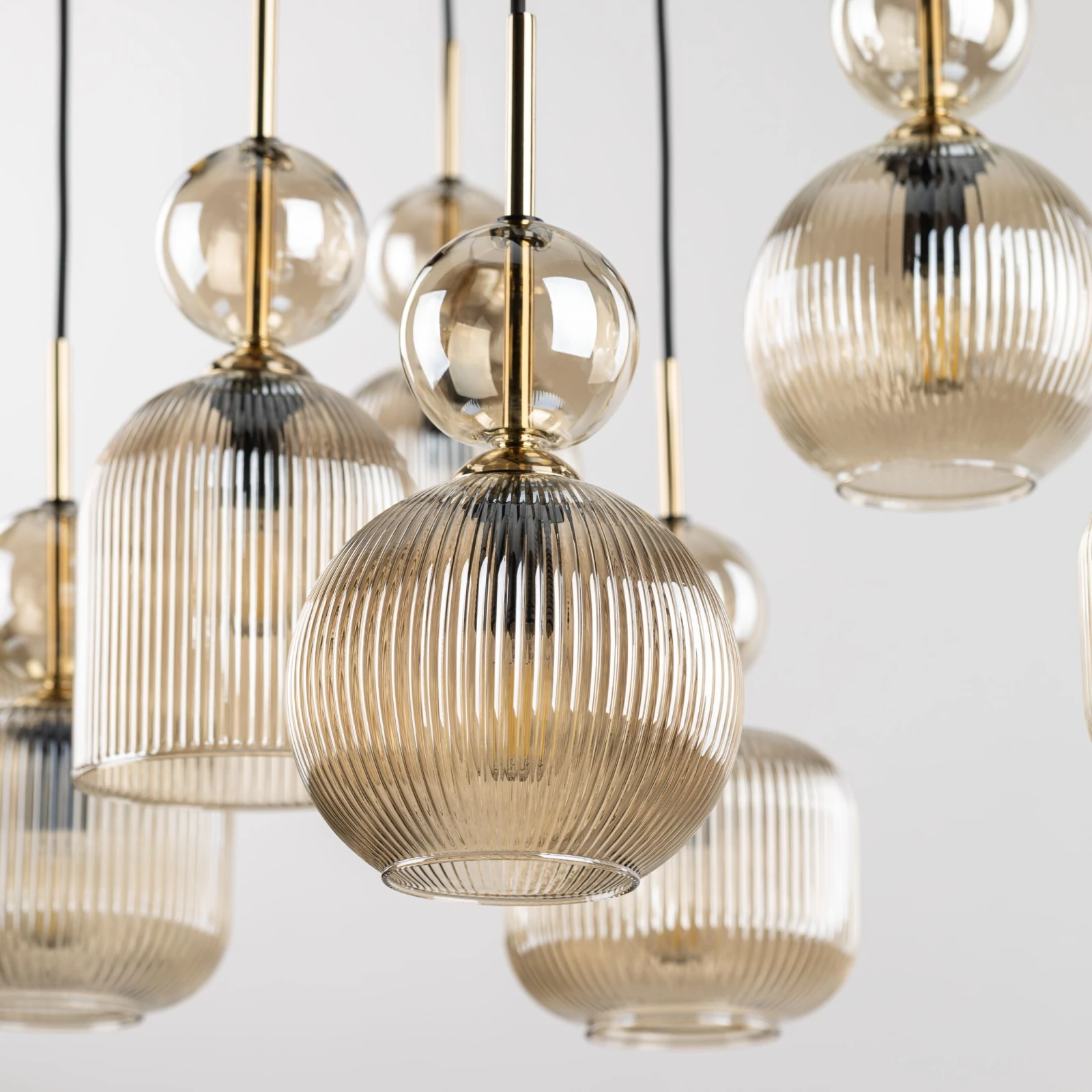 SOPHIA ceiling light 50 W – round, cognac glass, 5 x E14